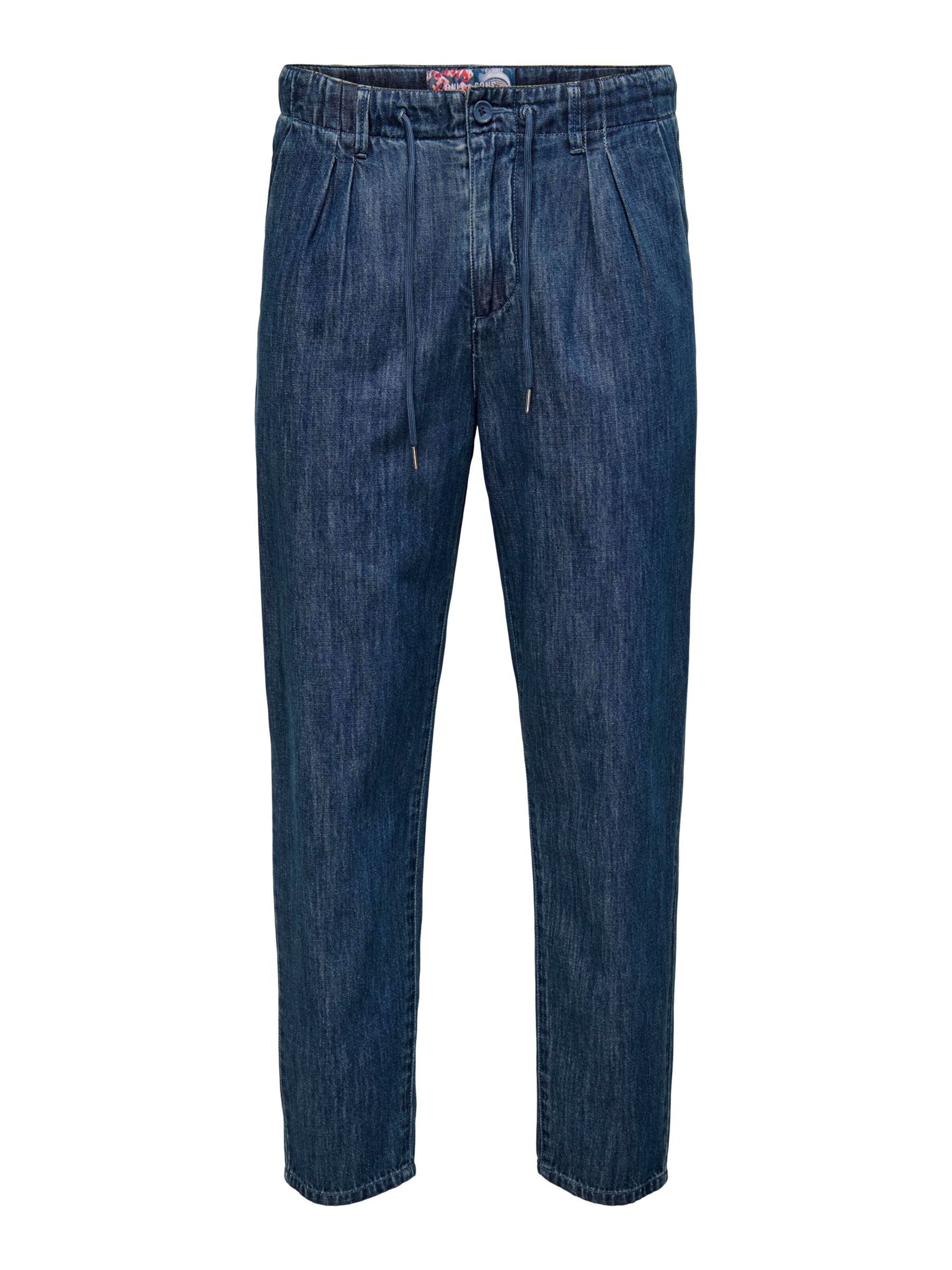 Jeans con pieghe 'ONSLeo' Only & Sons di colore blu scuro, Visualizzazione prodotti