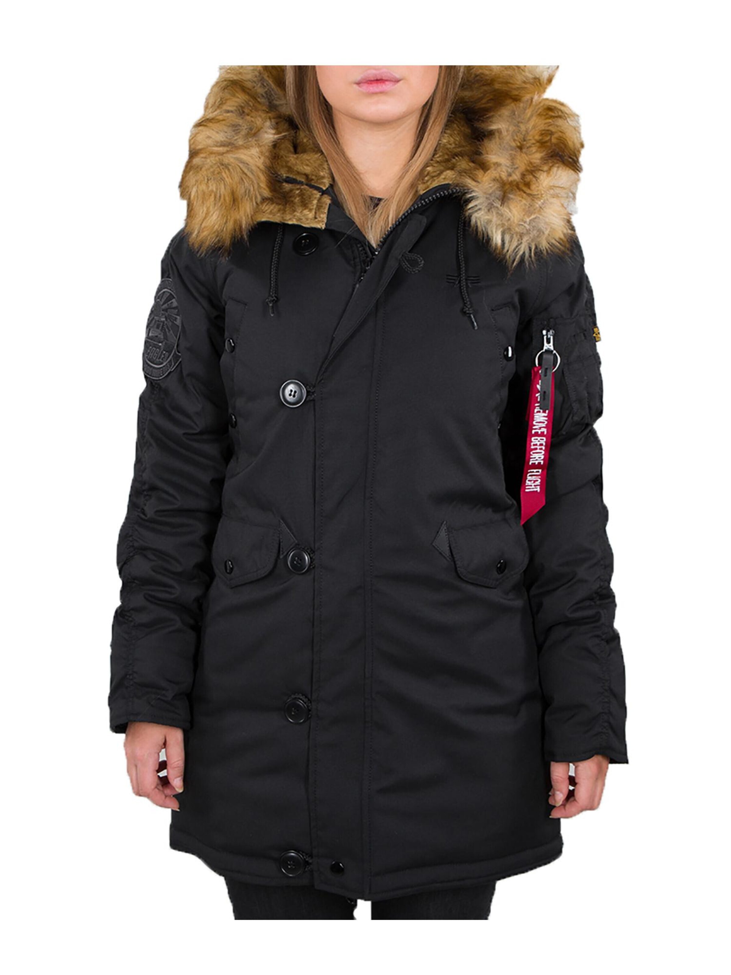 ALPHA INDUSTRIES Winterjacke 'Explorer'‌‌‌‌‌‌ in Schwarz: Vorderseite
