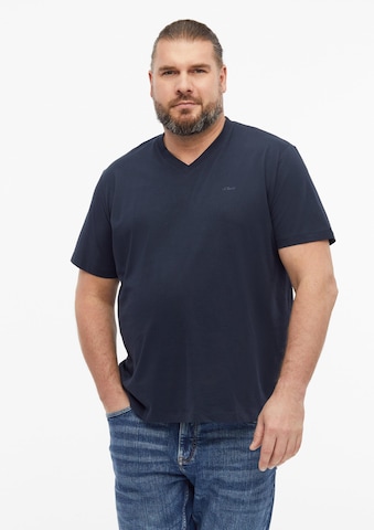 s.Oliver Men Big Sizes Shirt in Blue: front