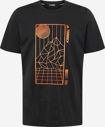 ADIDAS TERREX Performance Shirt 'Mountain Fun Graphic' in Black: front