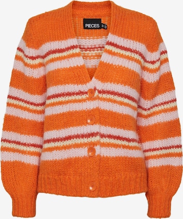 PIECES Knit Cardigan in Orange: front