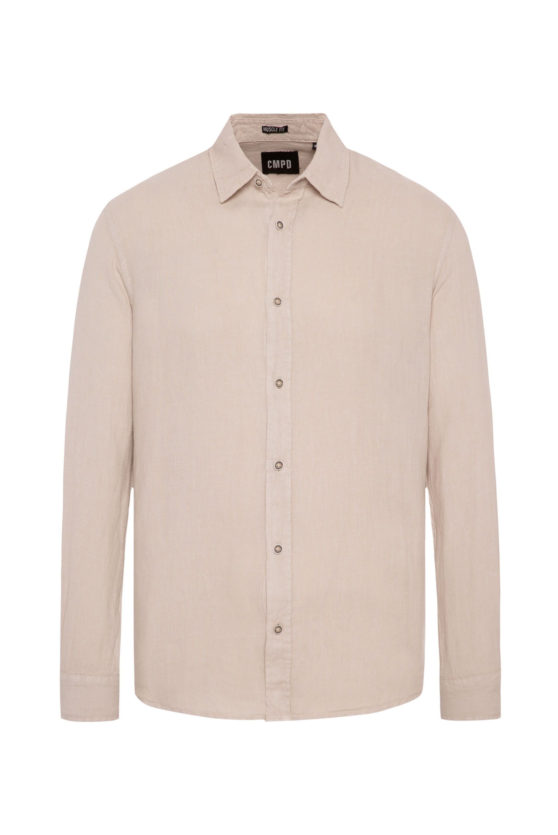 CMPD Super Slim Fit Button Up Shirt in Beige: front