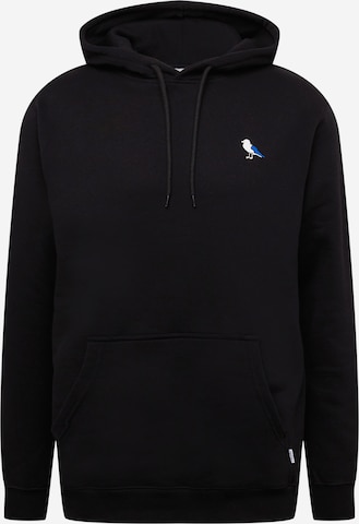 Cleptomanicx Sweatshirt 'Hooded Embro Gull 2' in Black: front