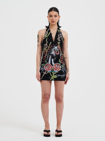 Ed Hardy Kleid 'Panther' in Schwarz: Vorderseite