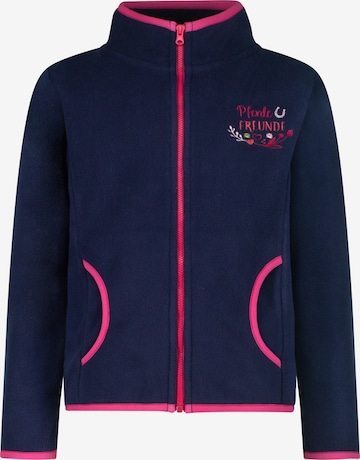 T-REX WORLD Fleece Jacket 'Pferde Freunde' in Blue: front