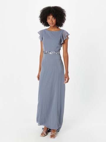 Maya Deluxe Evening Dress in Blue: front