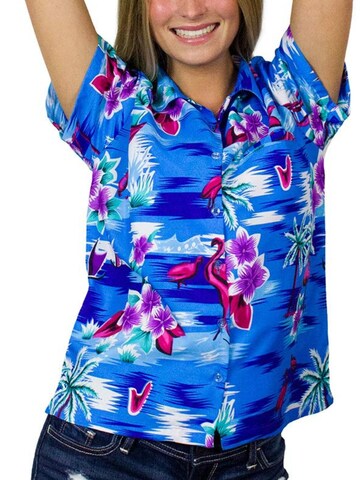 Camicia da donna 'Flamingos' di King Kameha in blu