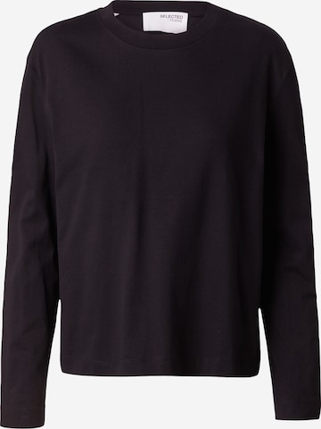 T-shirt 'Essential' SELECTED en noir : devant