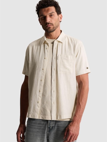 CAST IRON Regular fit Skjorta 'Shirt with short sleeves in cotton/linen twill' i grå: framsida