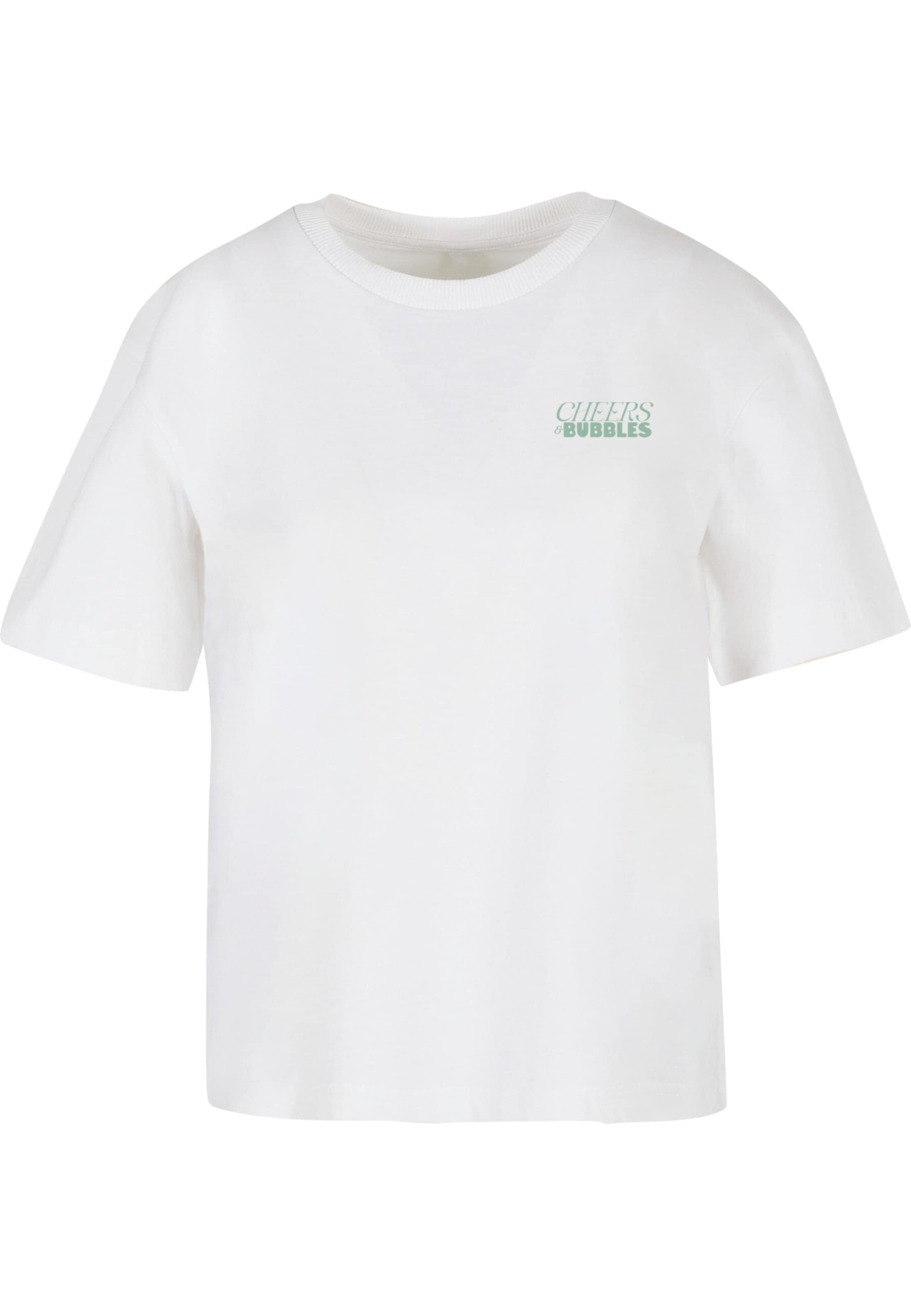 Miss Tee - Camiseta 'Cheers And Bubbles' en blanco: frente