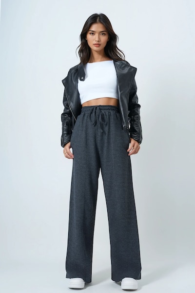 Trend Alaçatı Stili Trousers with creases in 36 in Dark grey, Item view