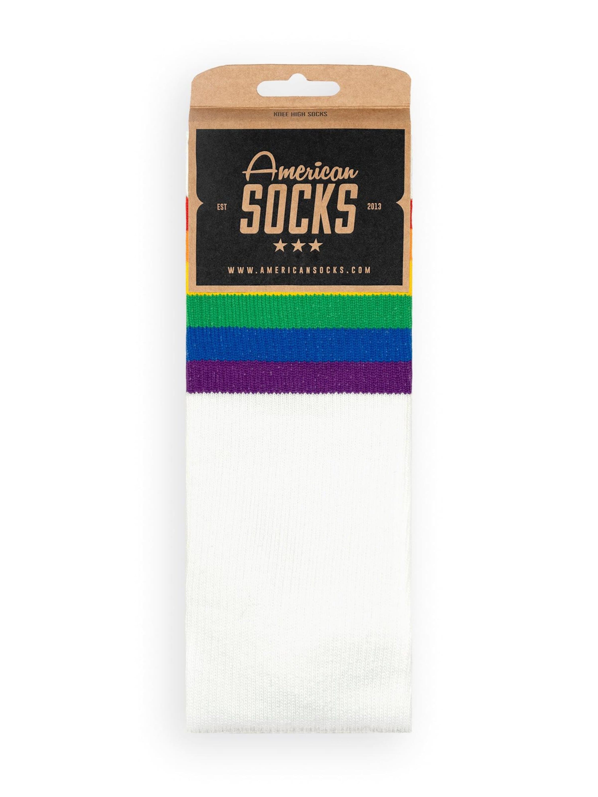 American Socks Knee socks 'Rainbow Pride' in White