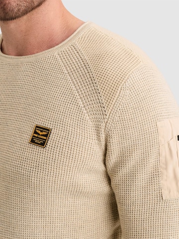 PME Legend Trui 'Pullover in cotton mélange with flight pocket' in Beige
