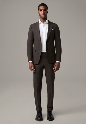STRELLSON Slim fit Trousers with creases 'Melwin' in Brown