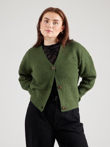 Vero Moda Curve Strickjacke 'VMLEA' in Grün: Vorderseite
