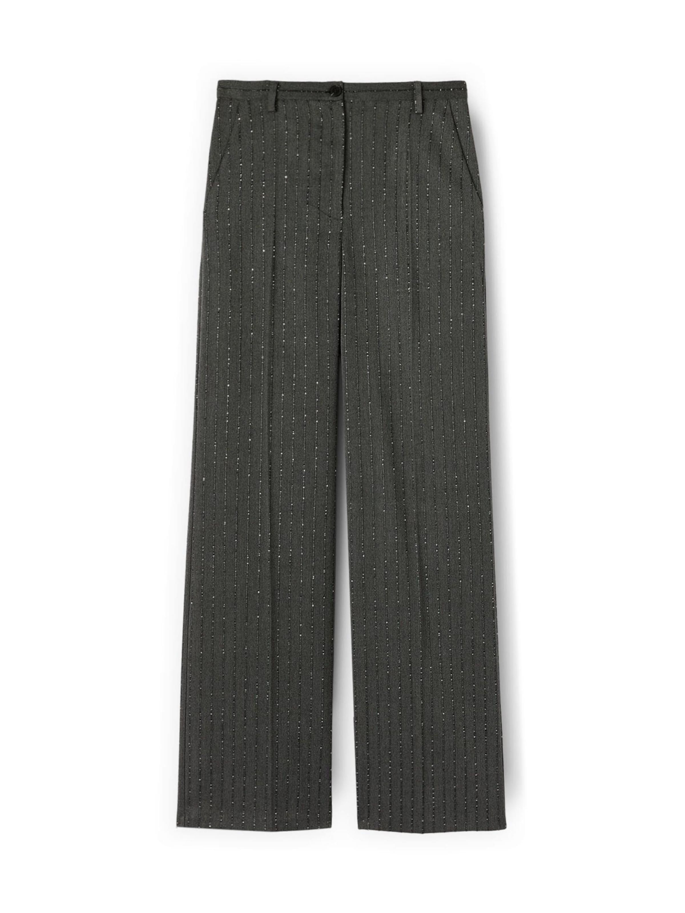 MOTIVI Wide leg Broek in Grijs: voorkant