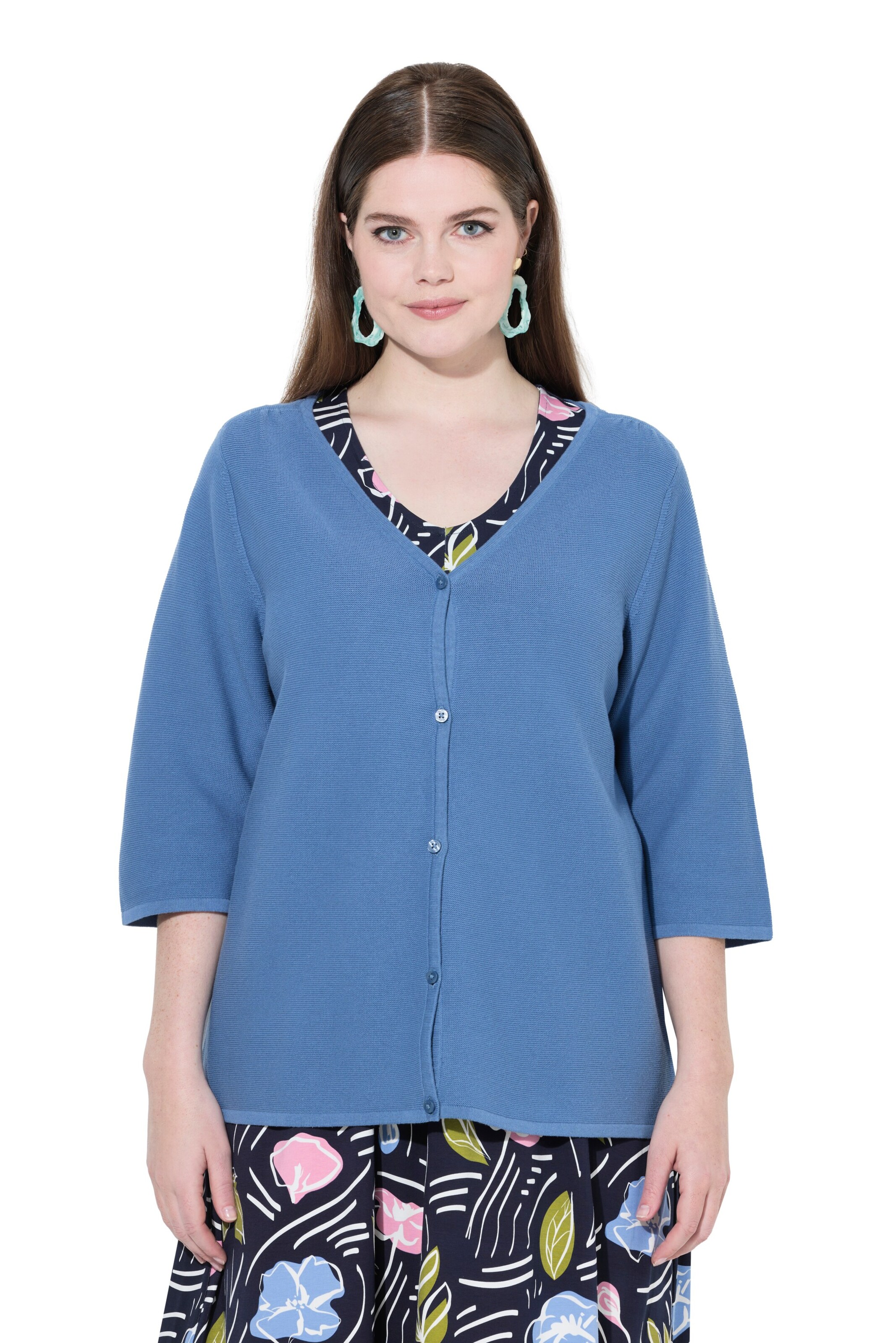 Ulla Popken Knit cardigan in Blue: front
