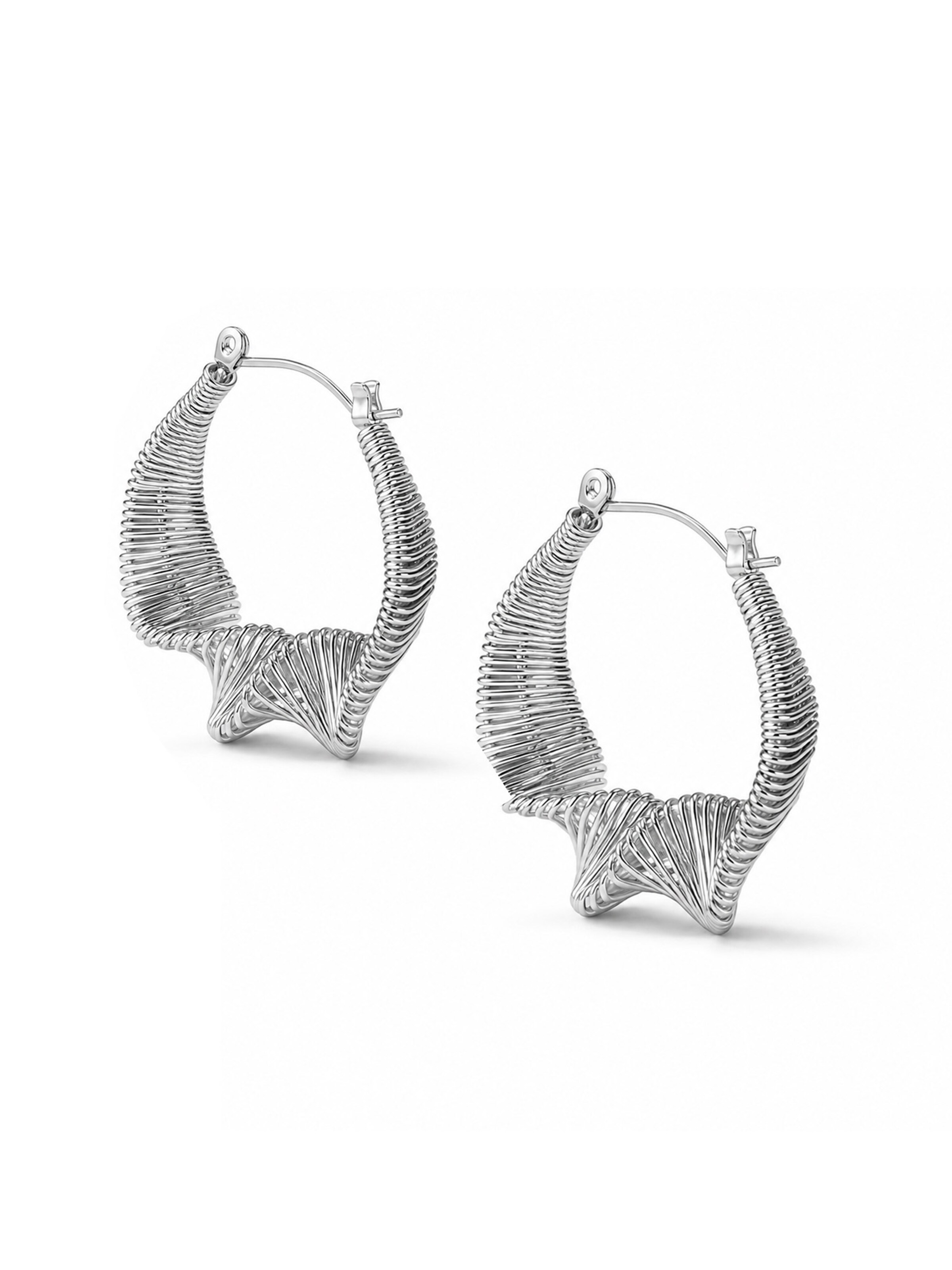Nightini Earrings 'Silberne Struktur Creolen' in Silver: front