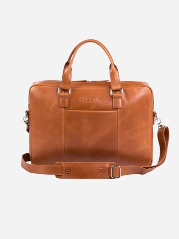 NEGOTIA Leather Laptop Bag 'Apex' in Brown: front