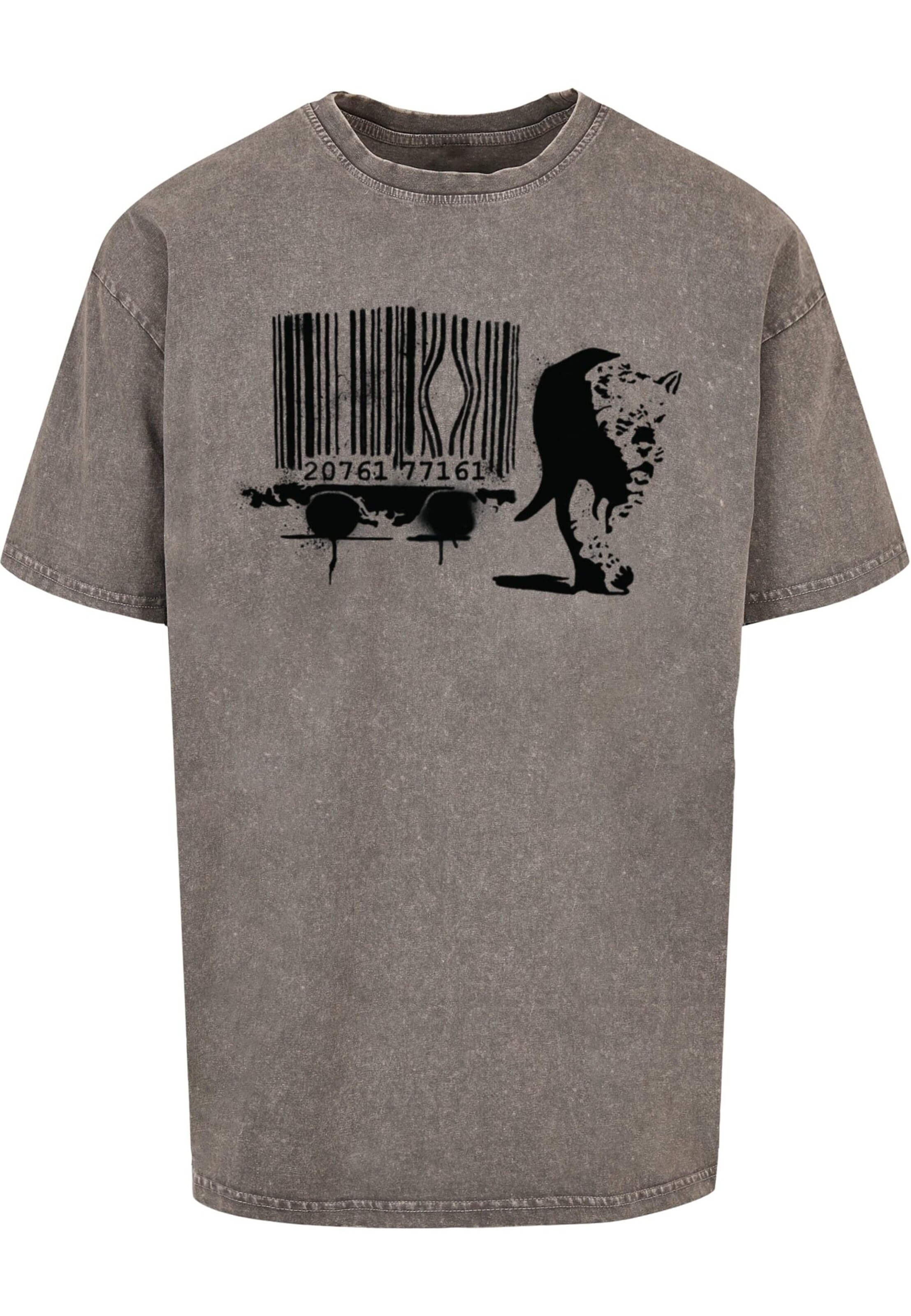 Merchcode Shirt 'Brandalised - Barcode Leopard' in Grau: Vorderseite