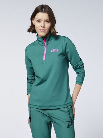 CHIEMSEE Fleecepullover ' mit auffälligem PlusMinus-Print ' in Blau: Vorderseite