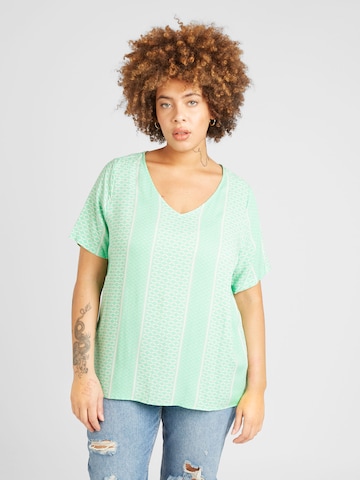 ONLY Carmakoma Blouse 'MARRAKESH' in Groen: voorkant