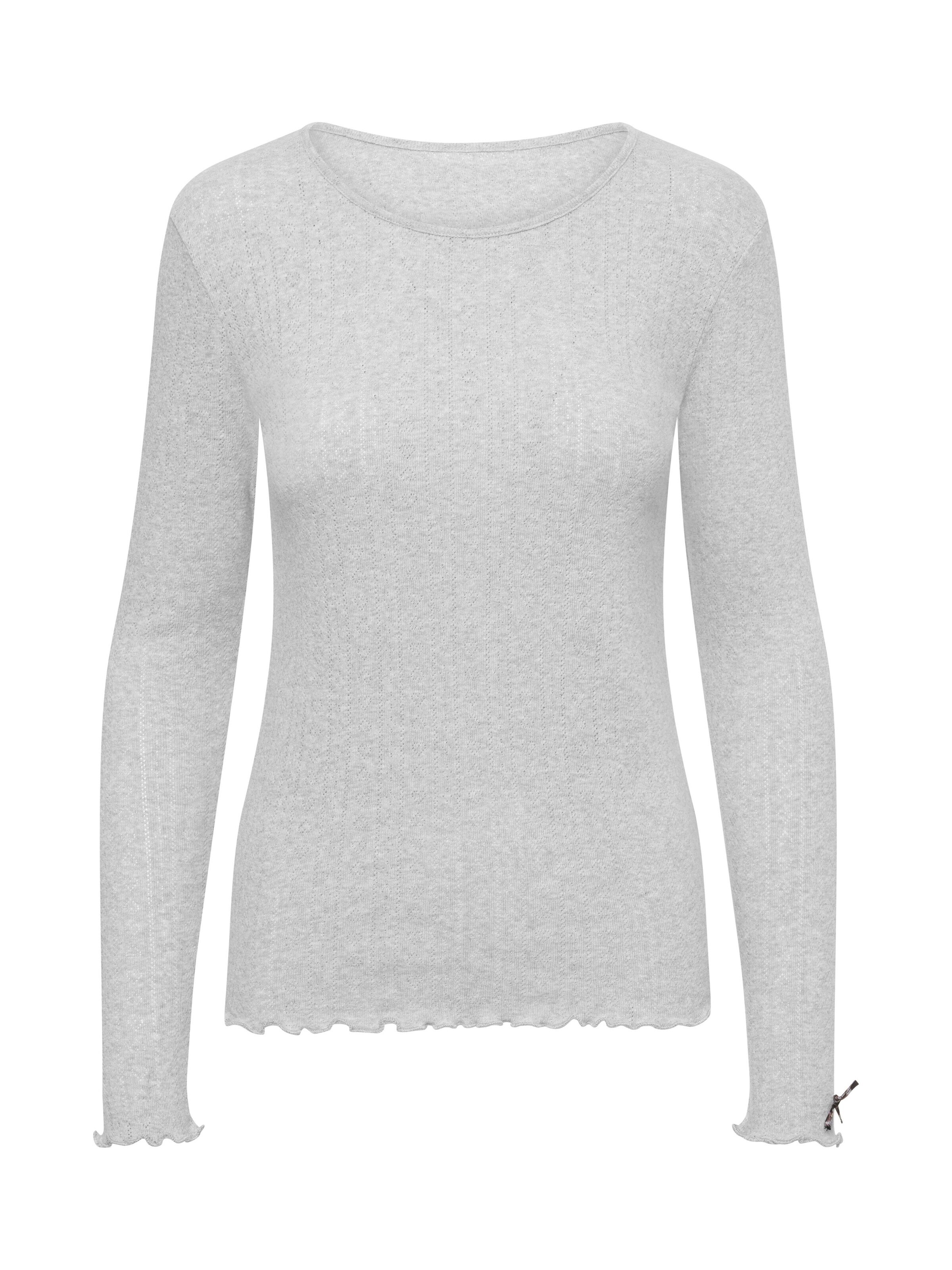 Pyjama 'Longsleeve Shirt Pointelle' Hey Honey en gris : devant