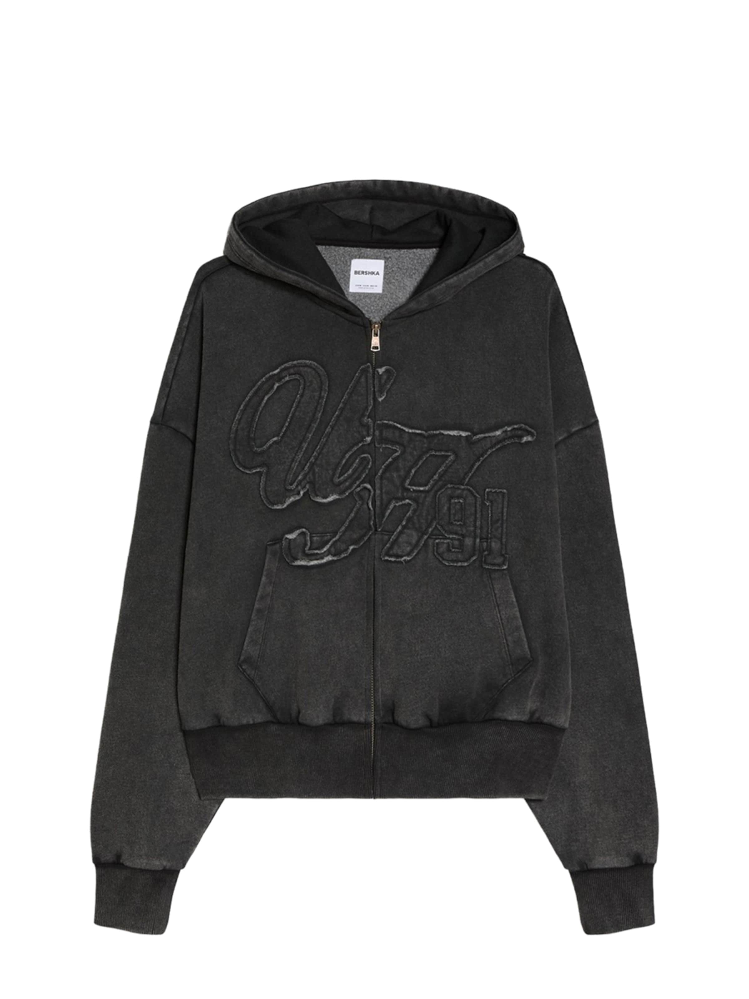 Veste de survêtement Bershka en noir : devant