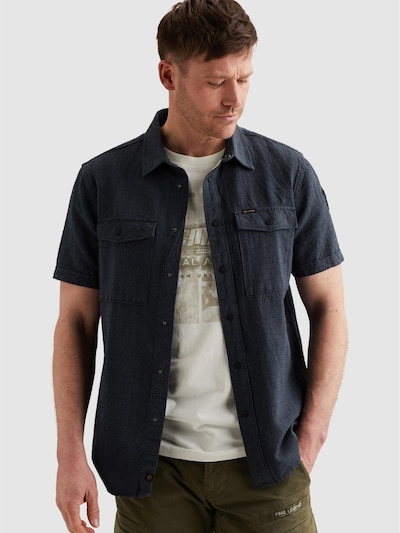 Camicia 'Shirt with short sleeves in cotton/linen' in S PME Legend di colore blu scuro, Visualizzazione prodotti