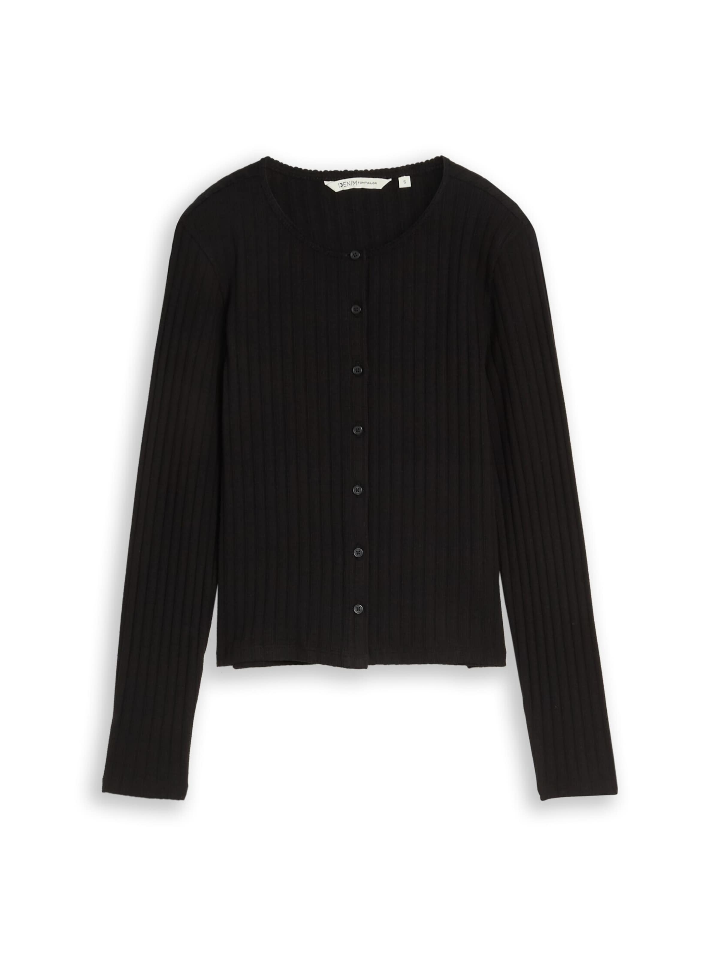 TOM TAILOR DENIM Knit Cardigan in Black: front