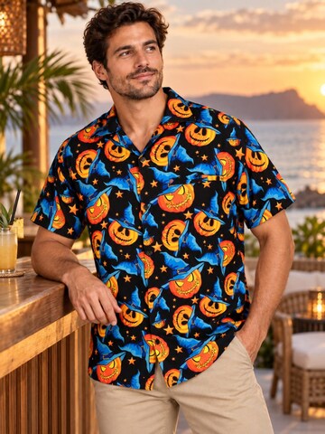 Maglietta 'Helloween Pumpkin Hat' di King Kameha in blu