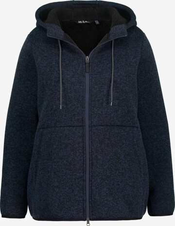 Ulla Popken Fleece jas in Blauw: voorkant