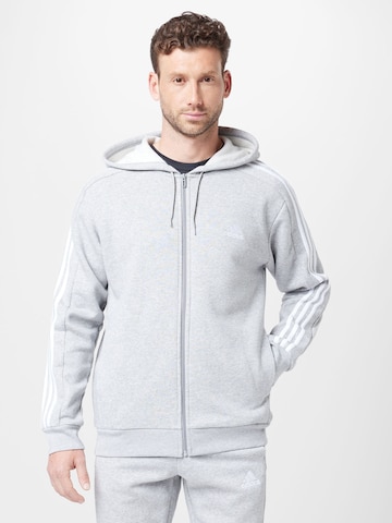 ADIDAS SPORTSWEAR Athletic Zip-Up Hoodie 'Essentials' in Grey: front