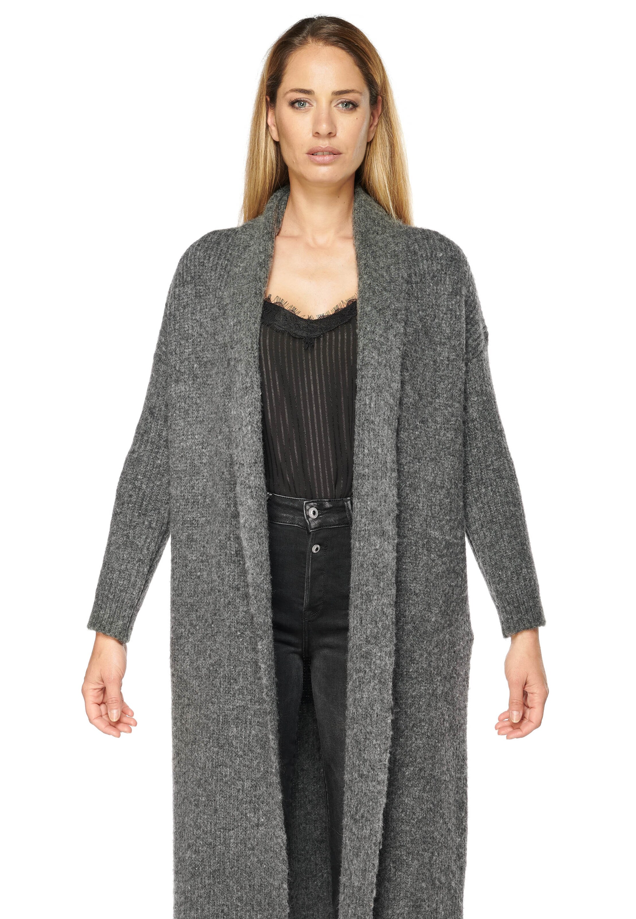 Frauen Pullover & Strick Le Temps Des Cerises Cardigan 'MATER' in Dunkelgrau - DE45305 Frauen Pullover & Strick Le Temps Des Cerises Cardigan 'MATER' in Dunkelgrau - DE45305