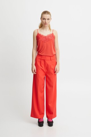 ICHI Wide leg Pleated Pants 'lexi' in Red