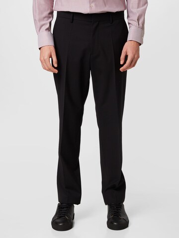 BOSS Regular Pleated Pants 'Lenon' in Black: front