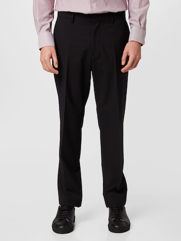 BOSS Black Regular Pleated Pants 'Lenon' in Black: front