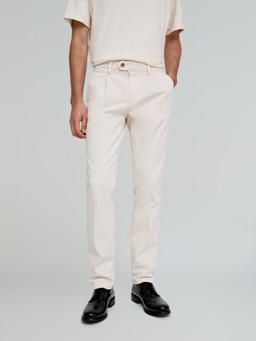 Scalpers Slimfit Bandplooibroek 'Nos Firenze' in Wit: voorkant