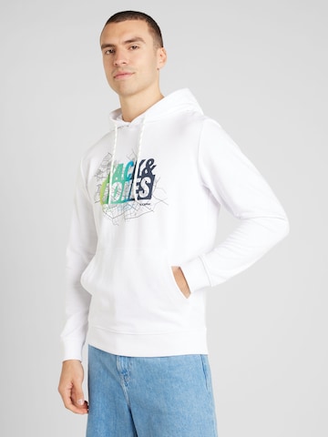 JACK & JONES Свитшот 'Map Summer' в Белый: спереди