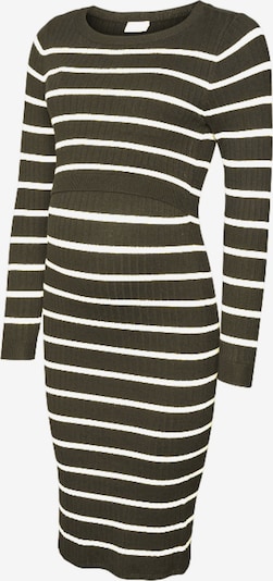 MAMALICIOUS Adīta kleita 'MLNEW SIV JUNE', krāsa - olīvzaļš / balts, Preces skats