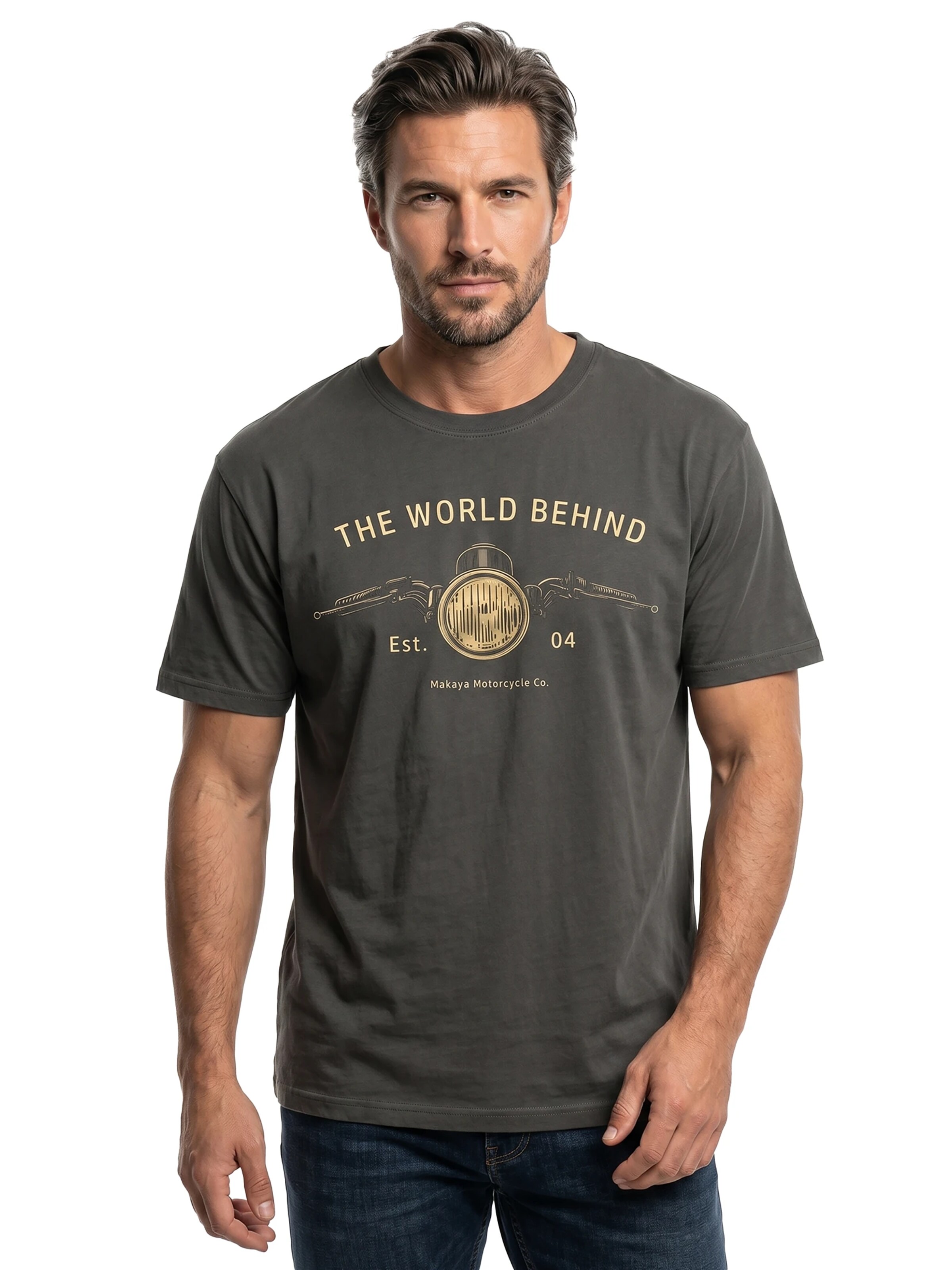 MAKAYA Shirt 'The World Behind' in Grey: front