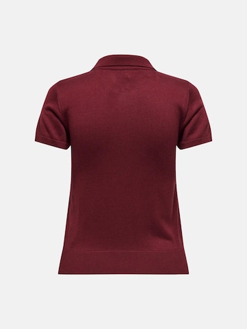 ONLY Shirt 'ONLY ONLCATHERINE SS POLO NECK EX KNT POLO' in Red