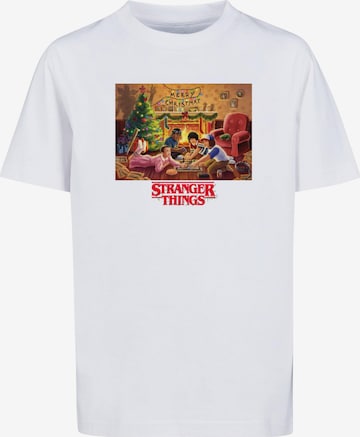 ABSOLUTE CULT T-Shirt 'Stranger Things - Christmas Gathering' in Weiß: Vorderseite
