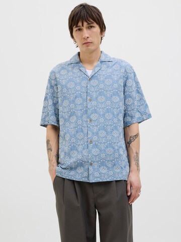 JACK & JONES Comfort fit Button Up Shirt in Blue: front