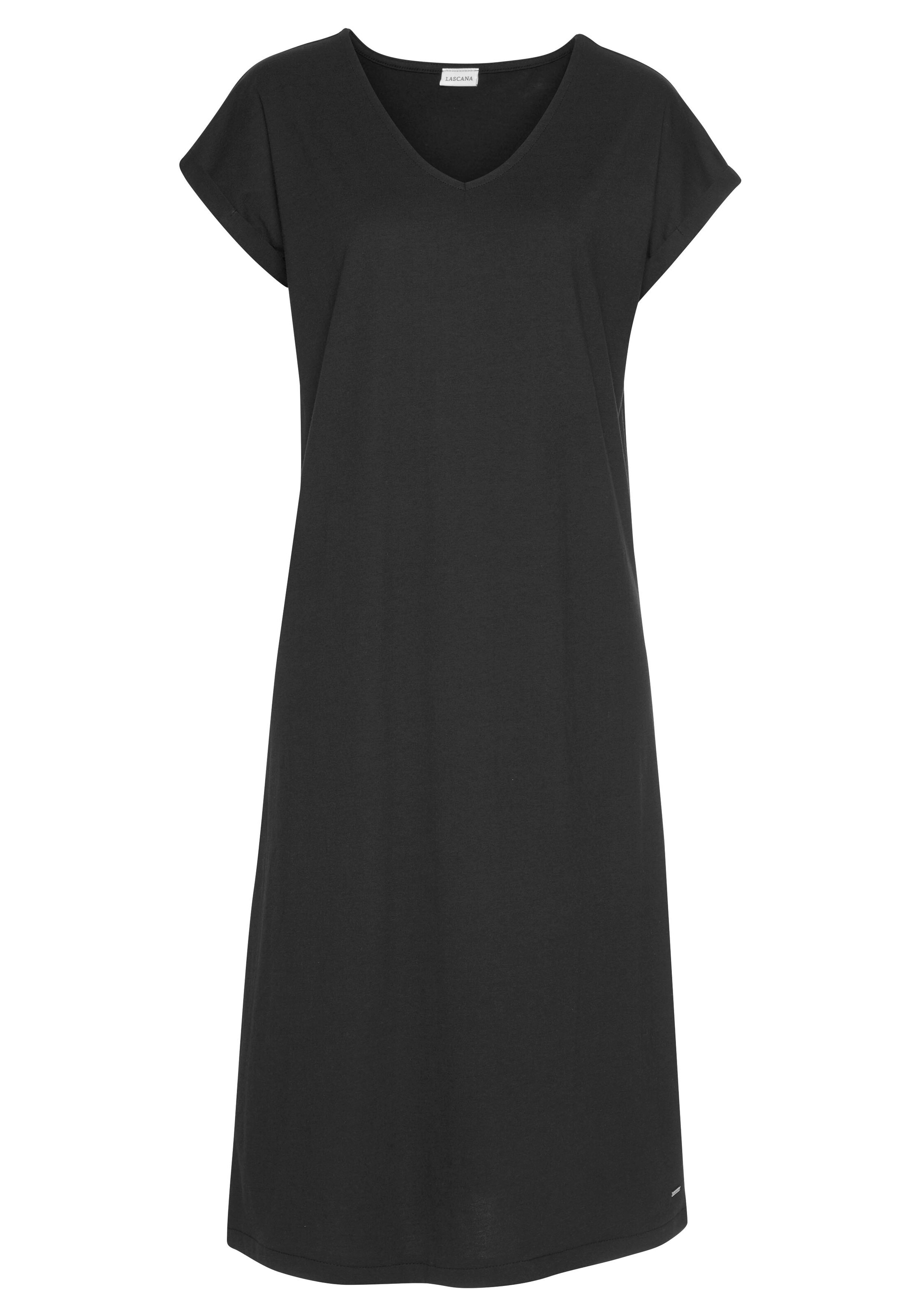 LASCANA Nachthemd in Schwarz: Vorderseite