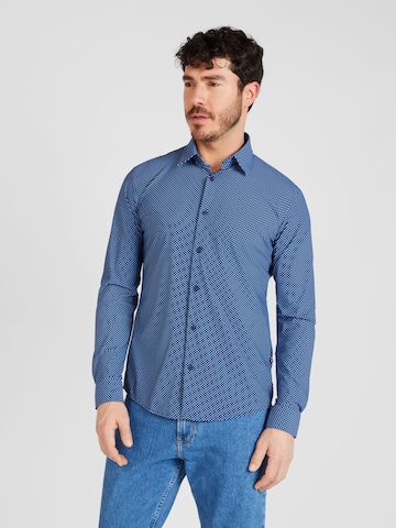 BOSS Black Slim fit Button Up Shirt 'Roan' in Blue: front