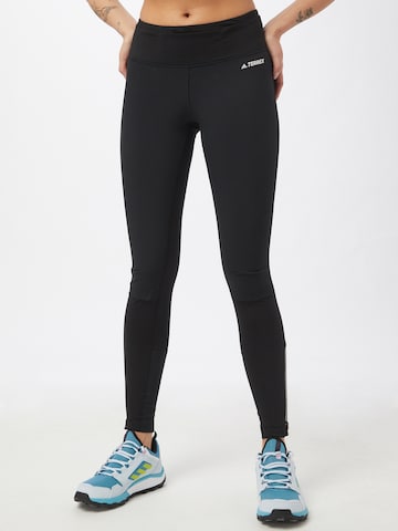 ADIDAS TERREX Skinny Workout Pants 'Agravic' in Black: front