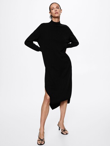 MANGO Gebreide jurk 'Vieira' in Zwart: voorkant