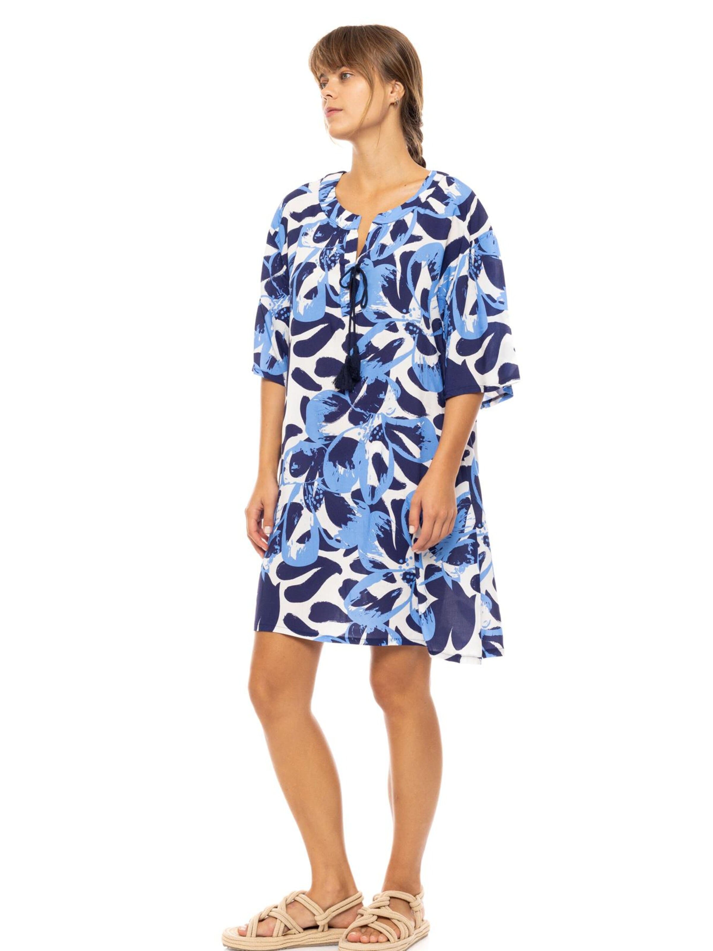 Robe d’été 'BEACHWEAR ABSTRACT FLORAL' Pink Label en bleu