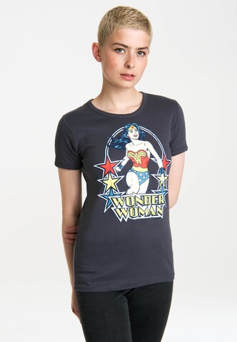 LOGOSHIRT Shirt 'Wonder Woman – Stars' in Blauw: voorkant